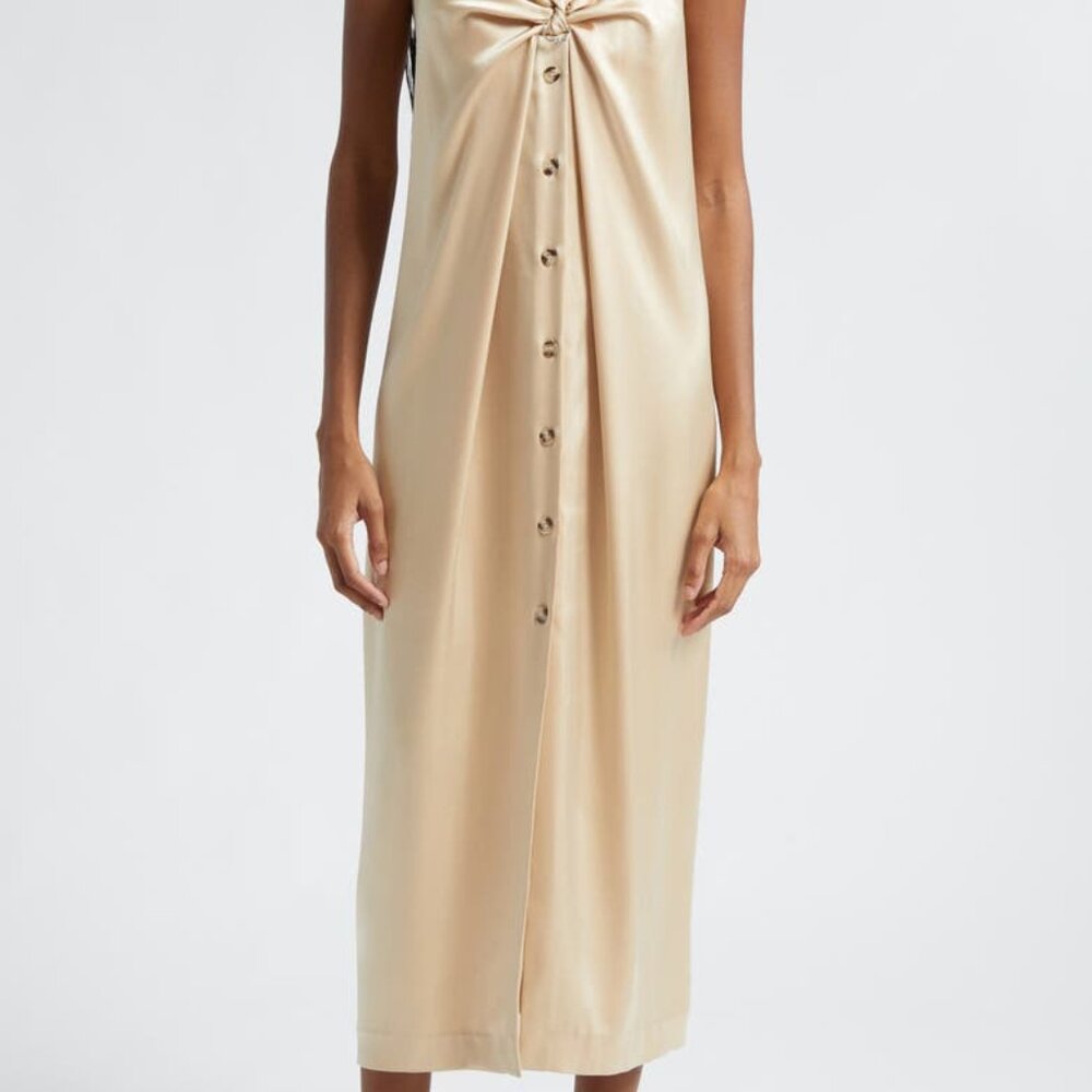 NWT Nanushka Neutral Doris Satin Slip Dress In Beige